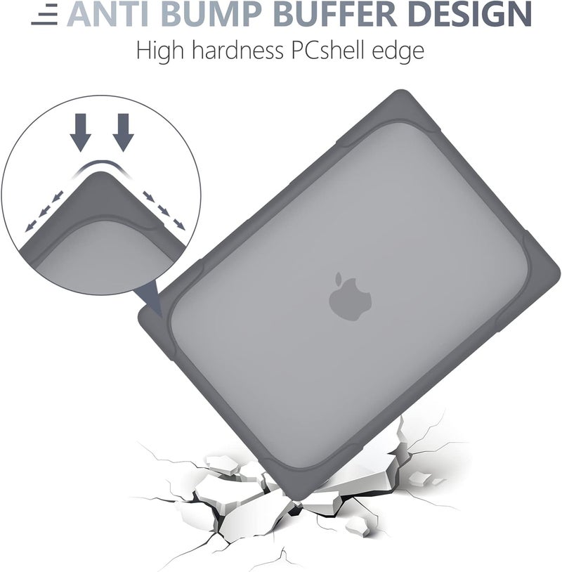 Batianda Heavy Duty Case for New MacBook Air 13.6 inch Case 2025 M4 Chip 2024 2022 Release, Ergonomic Foldable Kickstand (Holds 20lbs) Matte Translucent Protective Cover with Keyboard Skin, Gray - Image 4